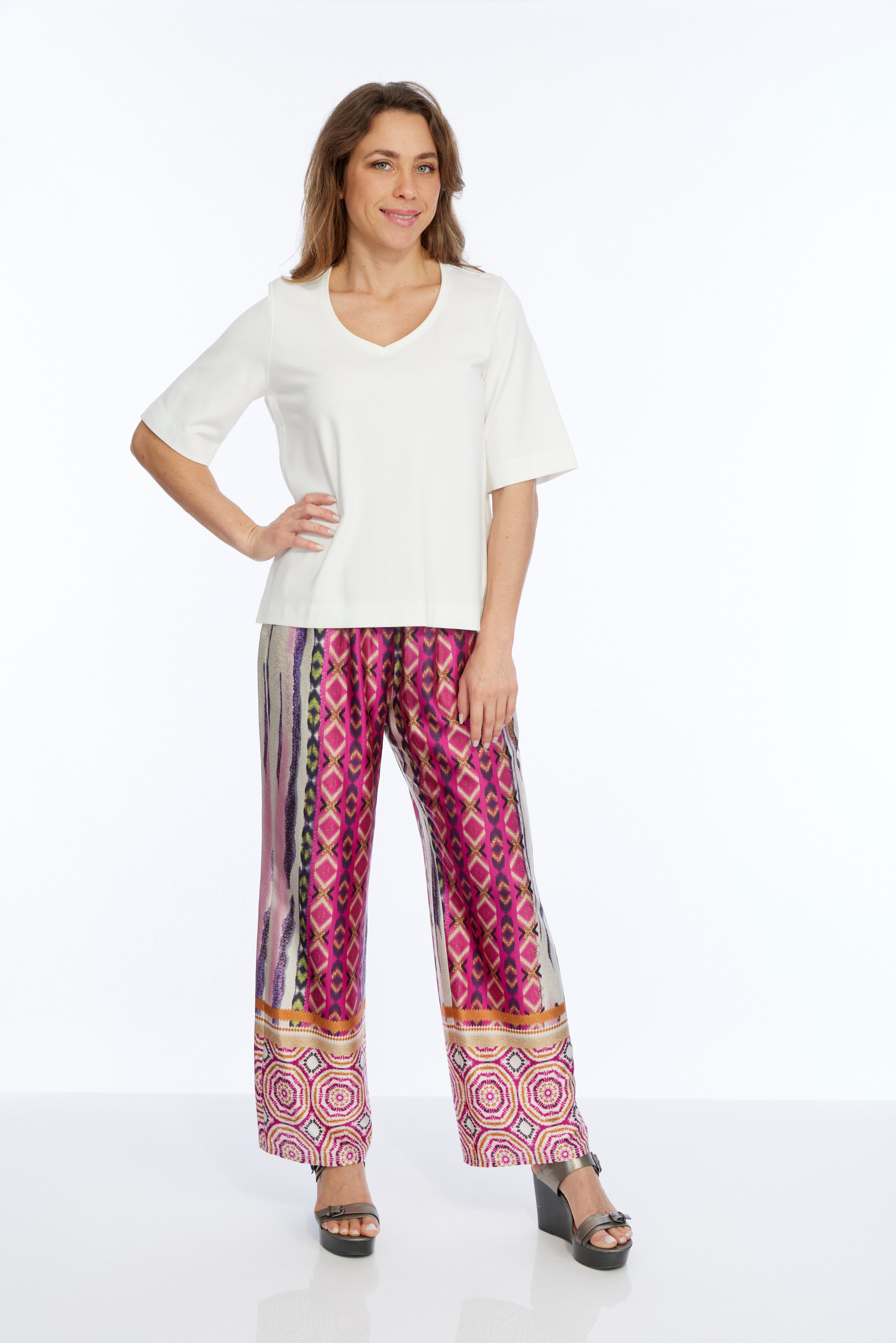 LIOR Women's Vibrant Tribal Pull-On Wide Leg Pant "Flora"