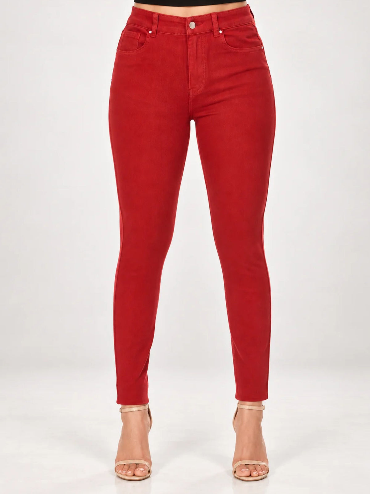 High Waisted Ruby Red Denim Jeans JACKIE Lior Paris