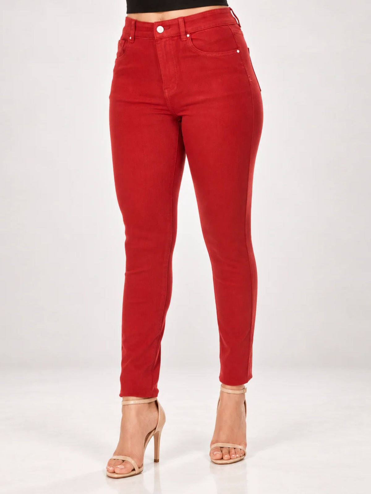 High Waisted Ruby Red Denim Jeans JACKIE Lior Paris