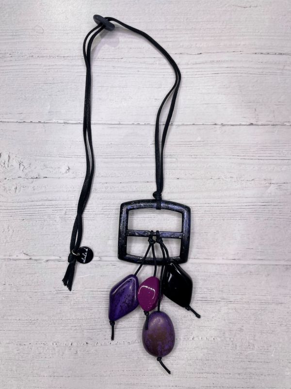 Alisha D Resin Pendant Necklace Shades Purple