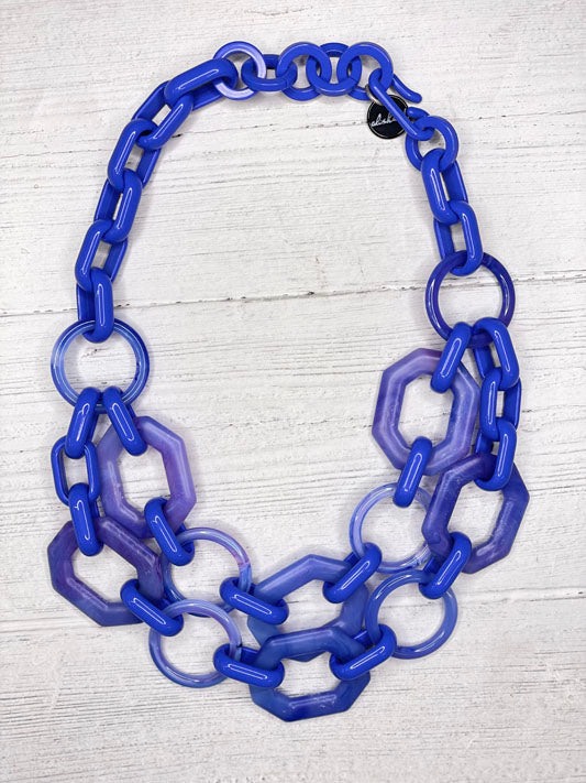 Alisha D Chunky Double Resin Strand Necklace Twilight Passion