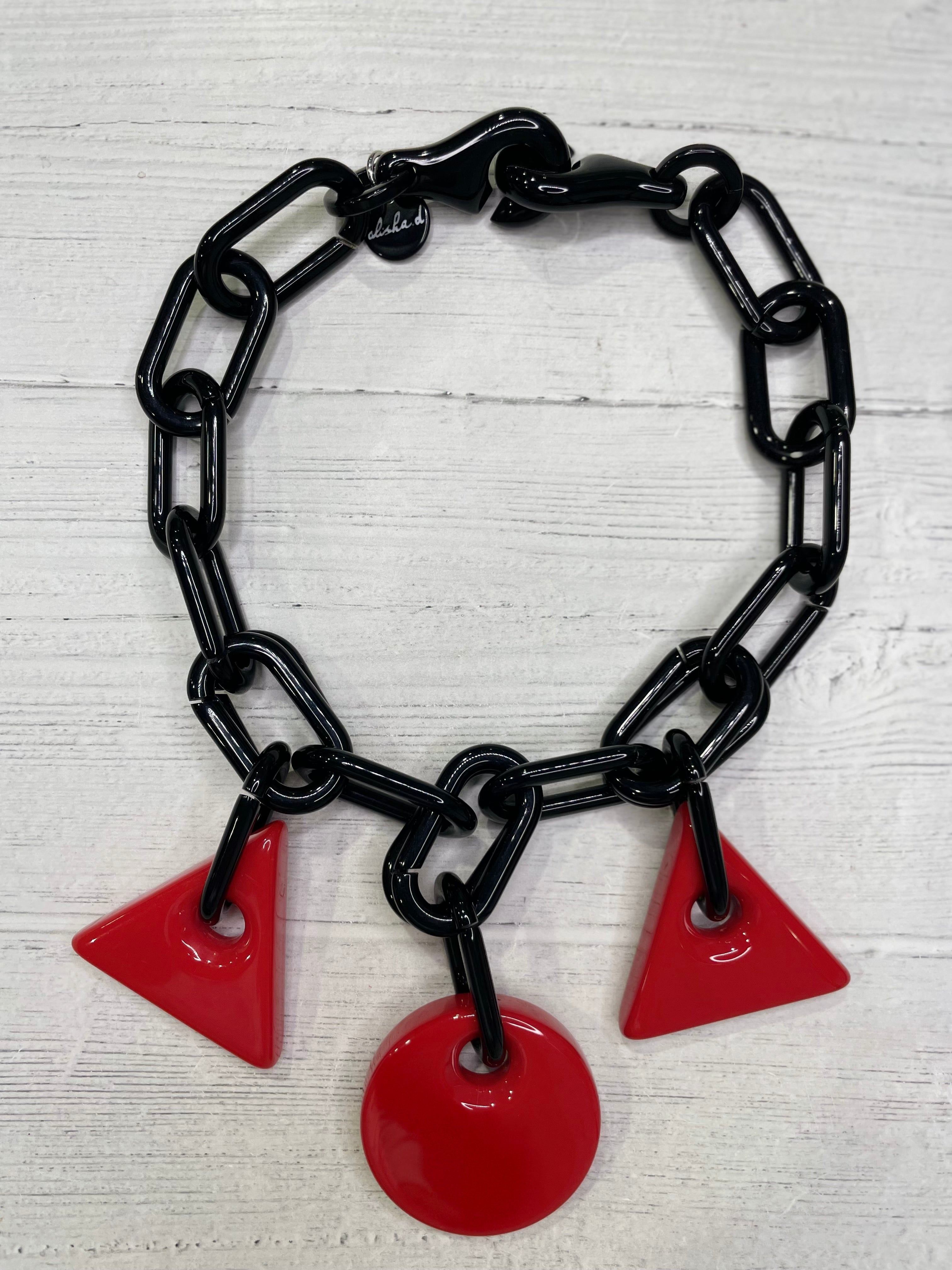 Alisha D Women's Chunky Statement Necklace Resin Red Black