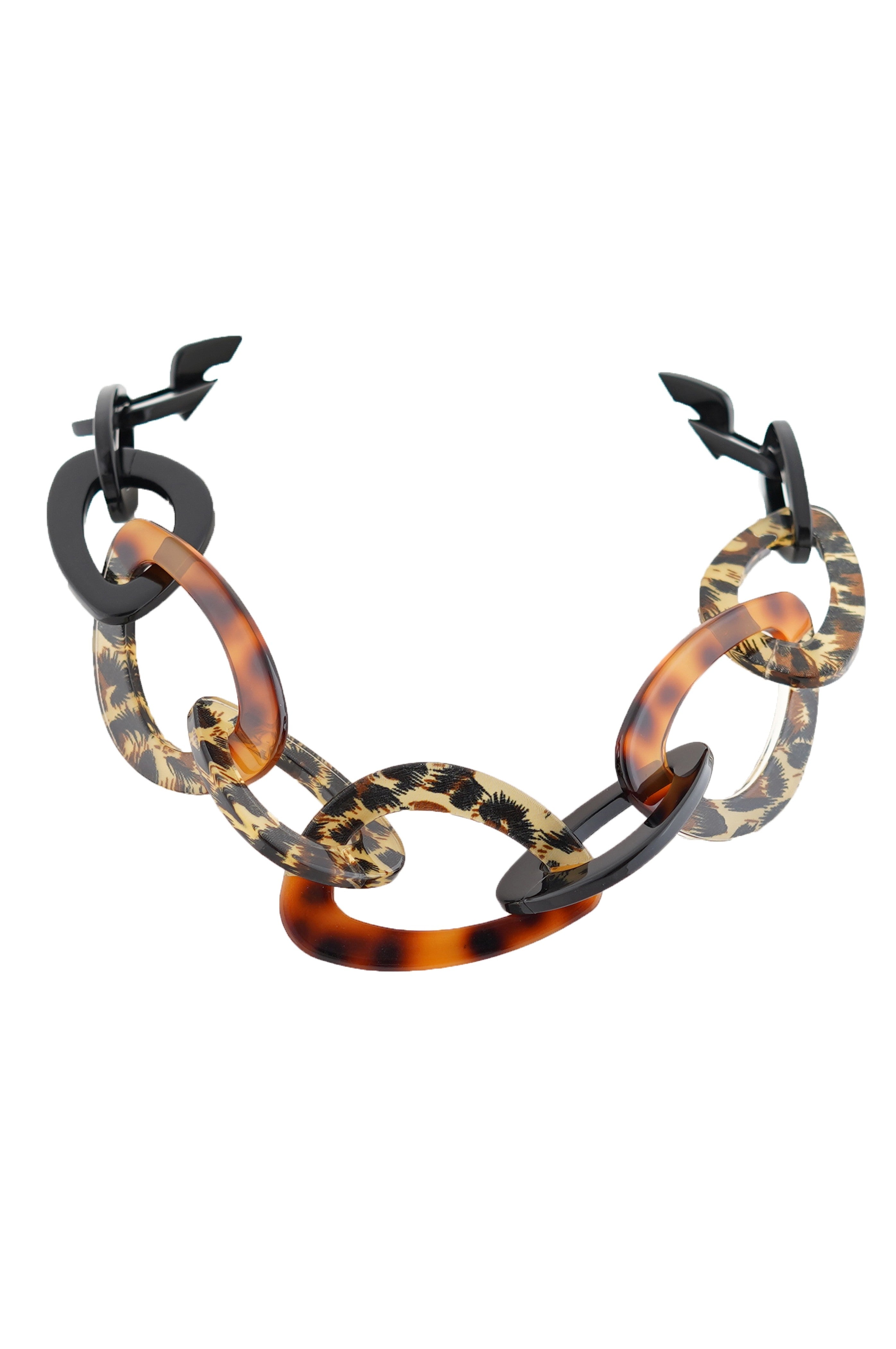 Animal Print Short Acrylic Statement Necklace