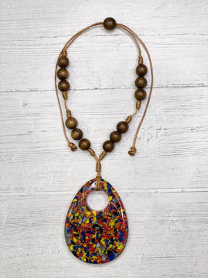 Alisha D Multicolor Pendant Statement Necklace Adjustable Cord