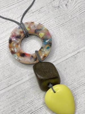 Alisha D Multicolor Resin Pendant Statement Necklace Adjustable Cord