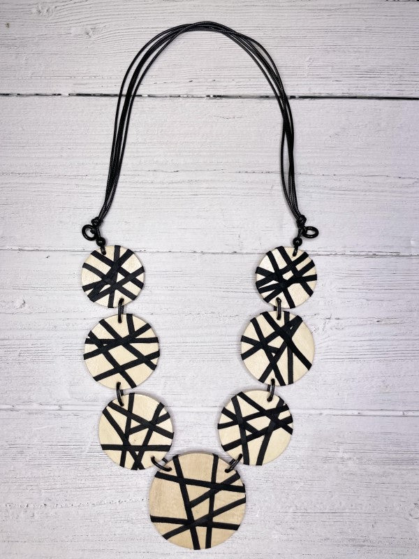 Alisha D Black Leather Wrapped  Round Bead Necklace