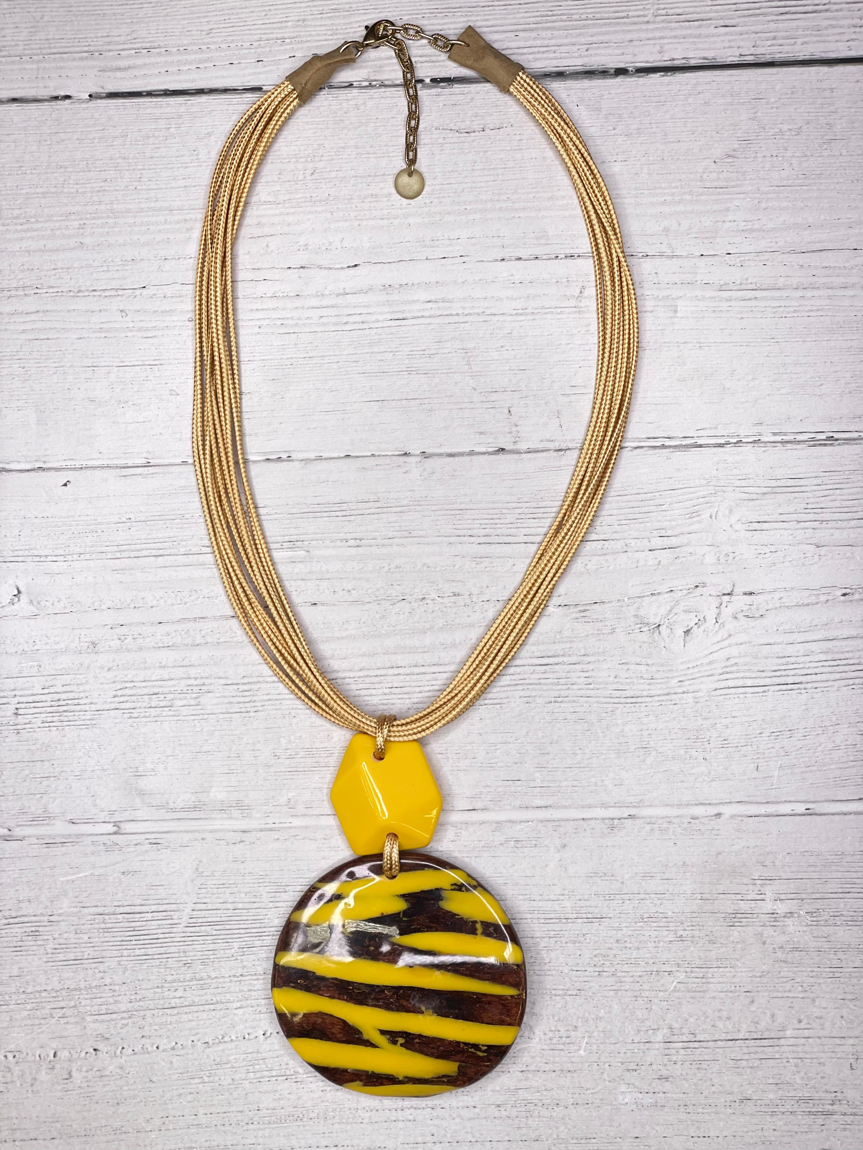 Multi Strands Hand painted Wood Pendant Alisha D Women's Necklace