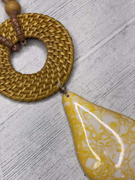 Alisha D Big Pendant Teardrop Pendant Adjustable Cord Handmade Necklace