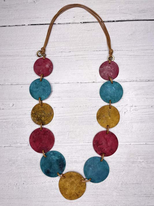 Alisha D Multicolor Coin Long Statement Necklace Adjustable Cord