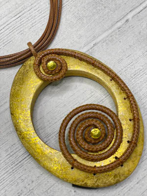 Alisha D Brown Gold Oval Pendant Statement Necklace Multi Strands Cord