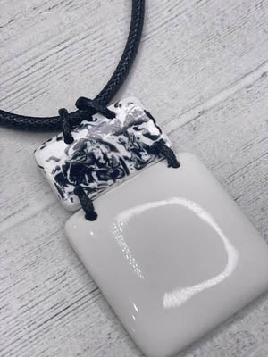 Alisha D White Square Resin Pendant Statement Necklace