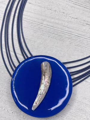 Alisha d Multi Strands Cord Blue Resin Pendant Statement Necklace
