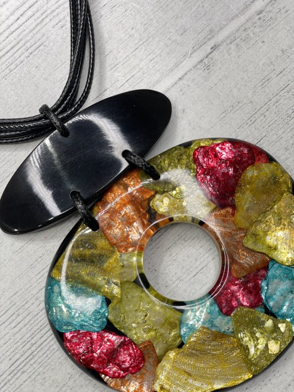 Alisha D Long Multicolor Pendant Statement Necklace Adjustable Cord