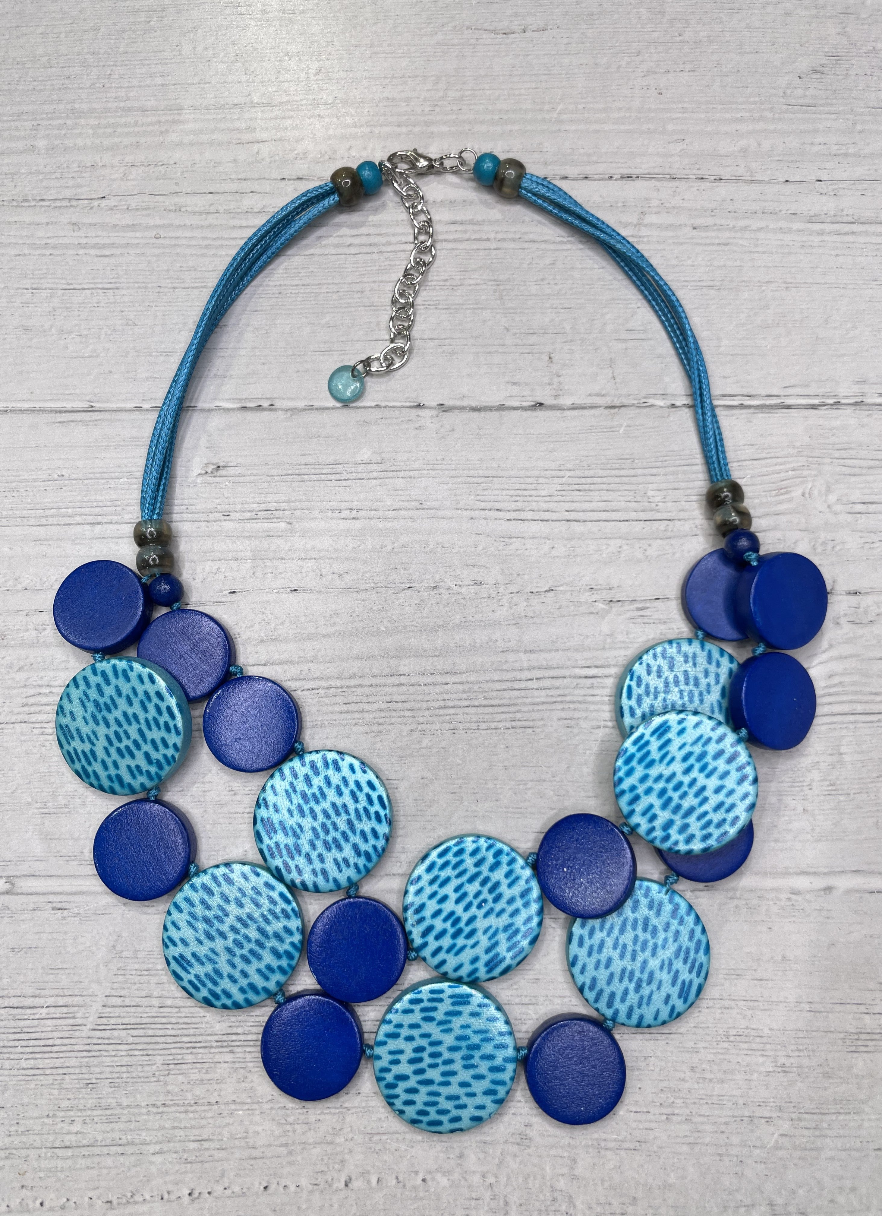 Alisha D Blue Coin Beaded Strands Statement Necklace