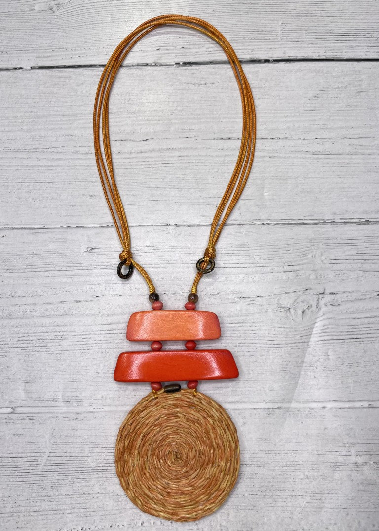 Alisha D Orange Spiral Autumn Handmade Pendant Necklace