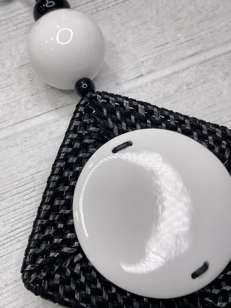 Alisha D Monochromatic Black White Geometric Pendant Necklace