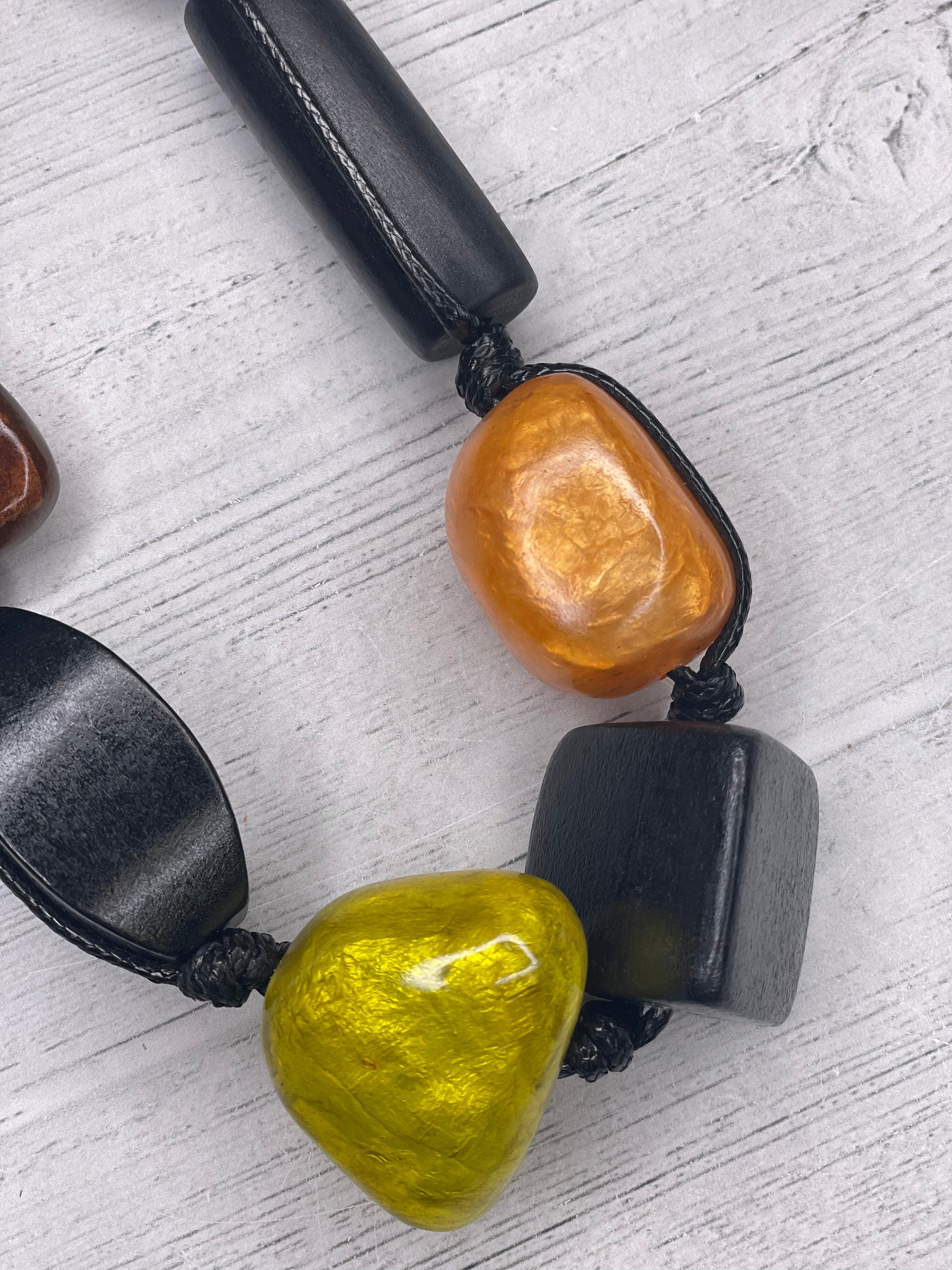Alisha D Autumn Glow  Resin Beaded Statement  Necklace