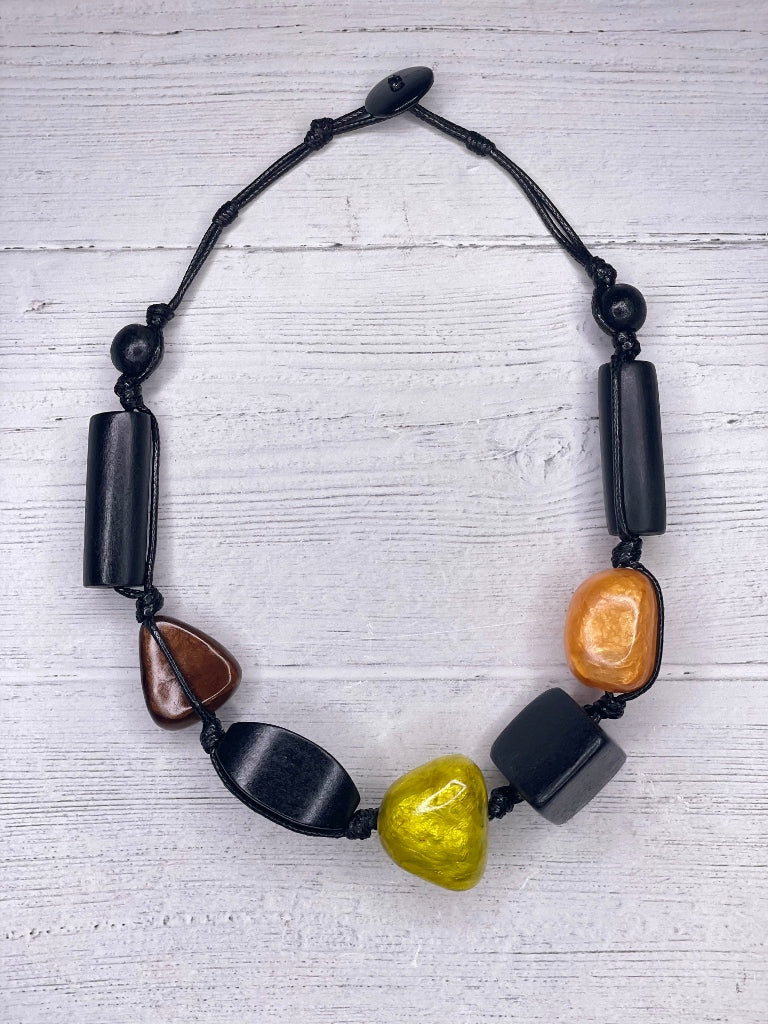 Alisha D Autumn Glow  Resin Beaded Statement  Necklace