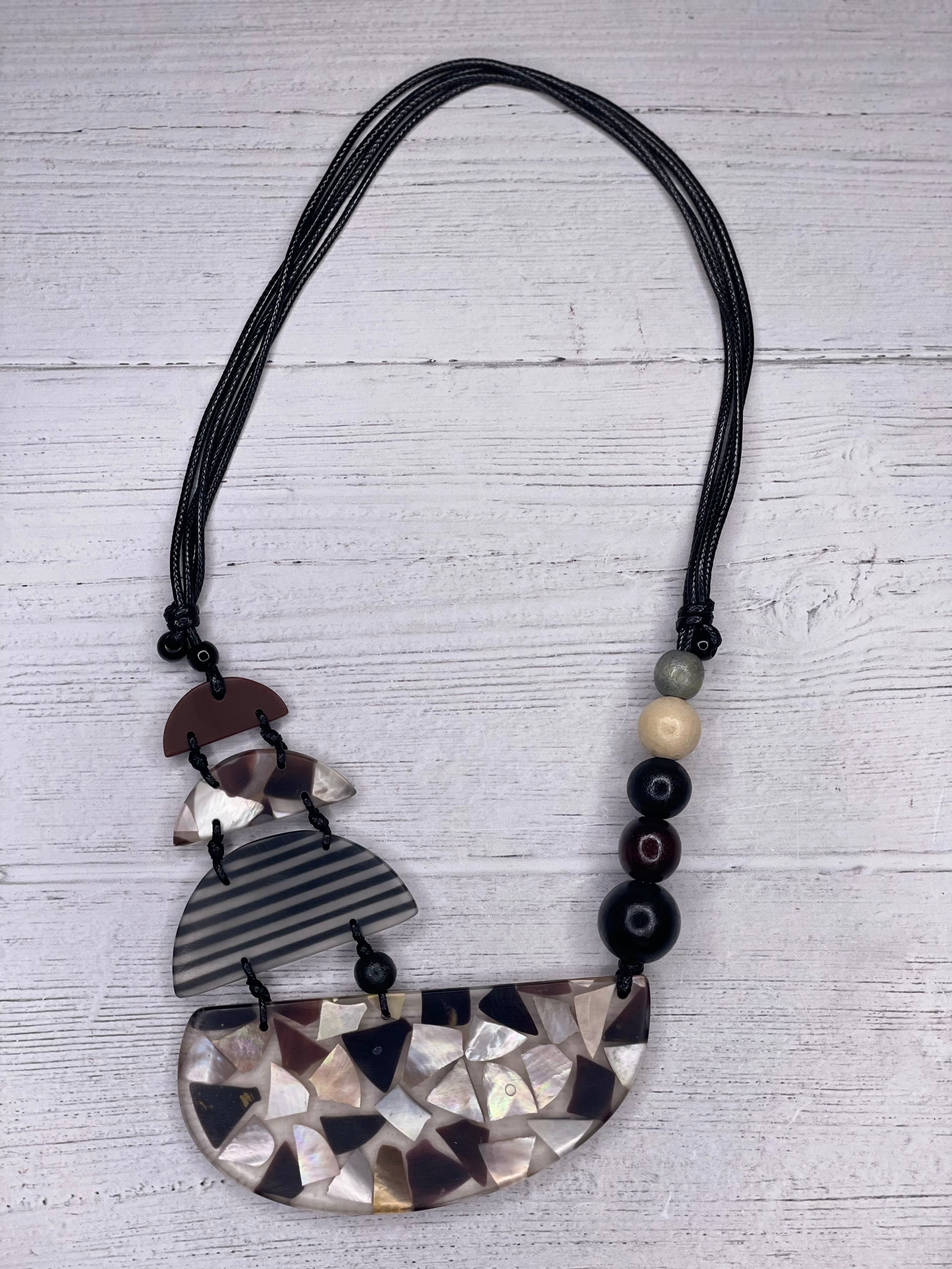Alisha d Asymmetrical Pendant Mosaic Shade Brown Adjustable Cord