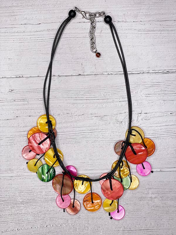 Multicolor Coins Shell Short Statement Necklace Alisha D