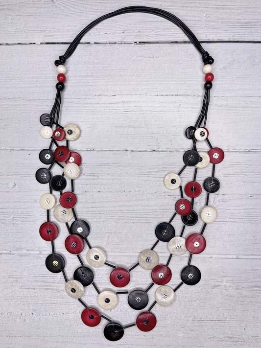 Multi Strands Red Black Disc Coconut