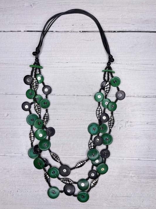 Multi Strands Green Black Necklace