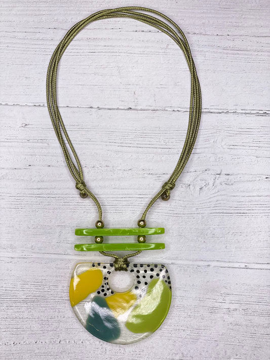 Spring Lime Love Statement Pendant Necklace