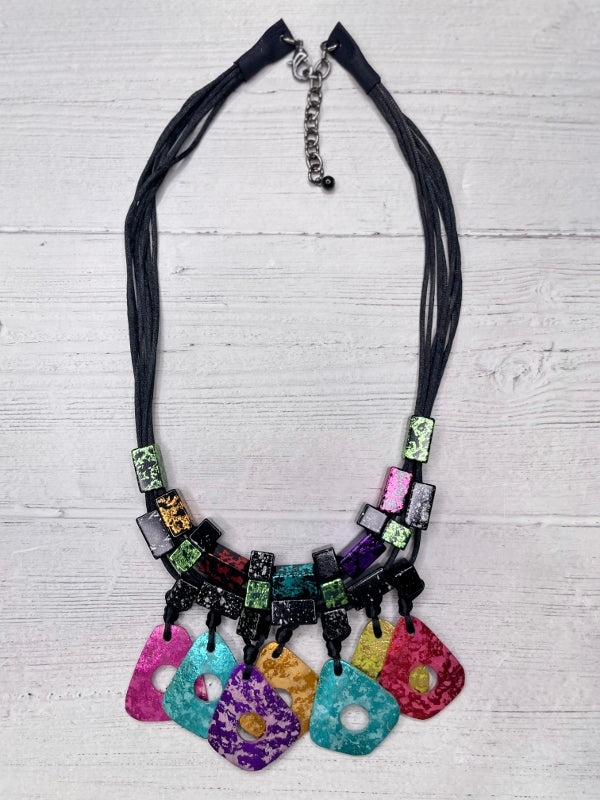 Alisha D Women's Multi Strand Cord Statement Necklace Metallic Color