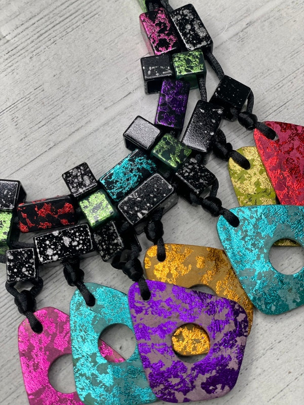 Alisha D Women's Multi Strand Cord Statement Necklace Metallic Color