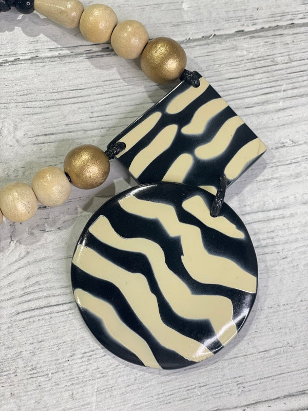 Alisha D Zebra Pendant Statement Necklace Adjustable Cord