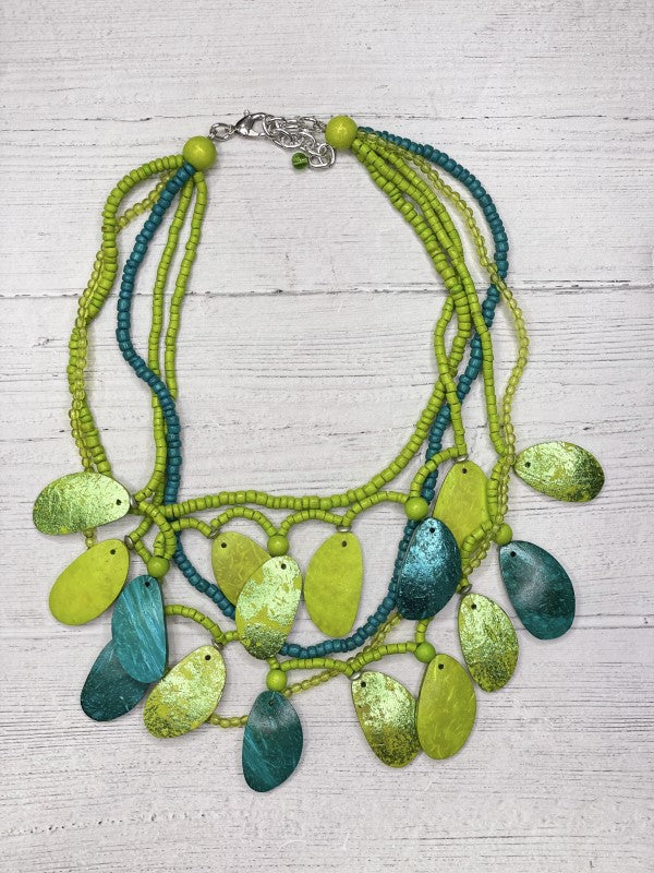 Alisha D Women's Multi Strand Wood Statement Necklace Turquoise Color