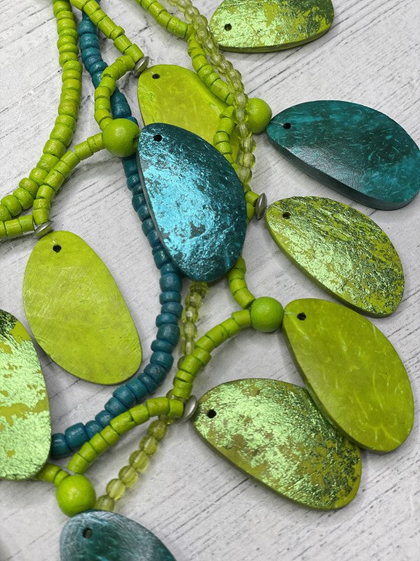 Alisha D Women's Multi Strand Wood Statement Necklace Turquoise Color