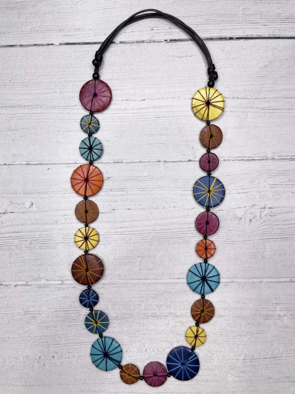 Alisha D Handmade Long Multicolor Necklace Adjustable Cord
