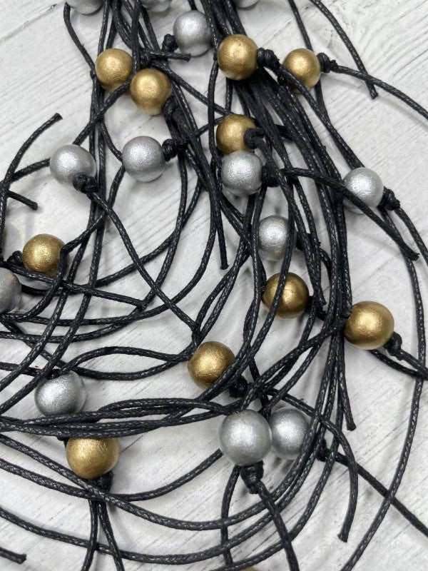 Alisha D Women's Multi Strand Statement Necklace Gold Silver Beaded