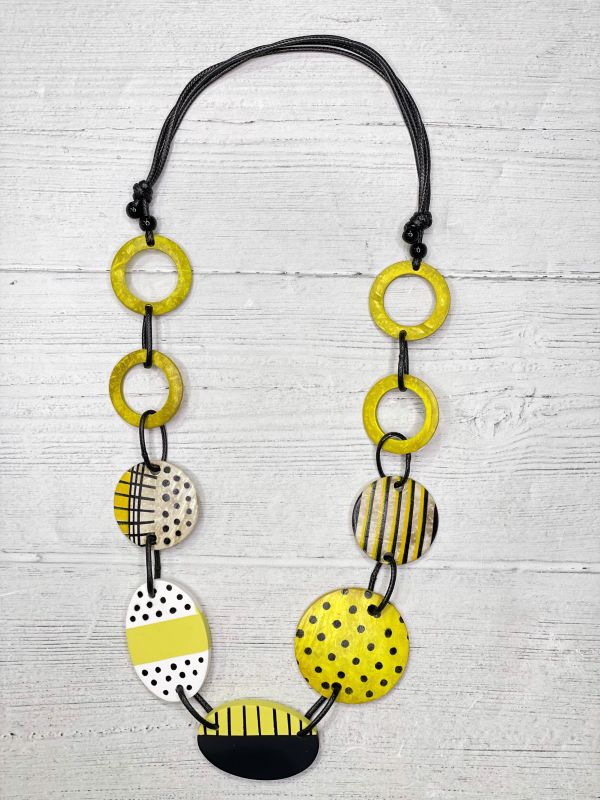 Alisha D Long Statement Necklace Adjustable Cord In Yellow