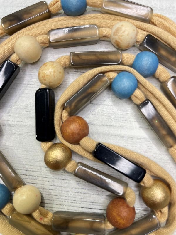 Alisha D Multi Strands Fabric Whit Resin And Wood Beaded Statement Necklace