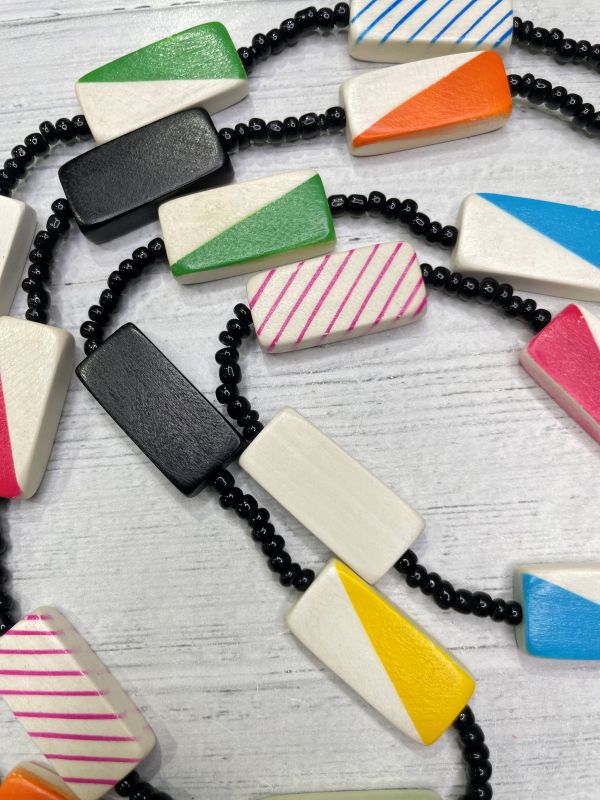 Alisha D Multi Strands Whit Resin And Wood Beaded Statement Necklace