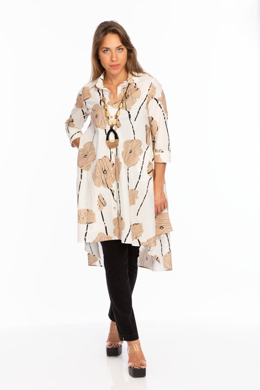 Beige Floral Shirt Dress | LIOR