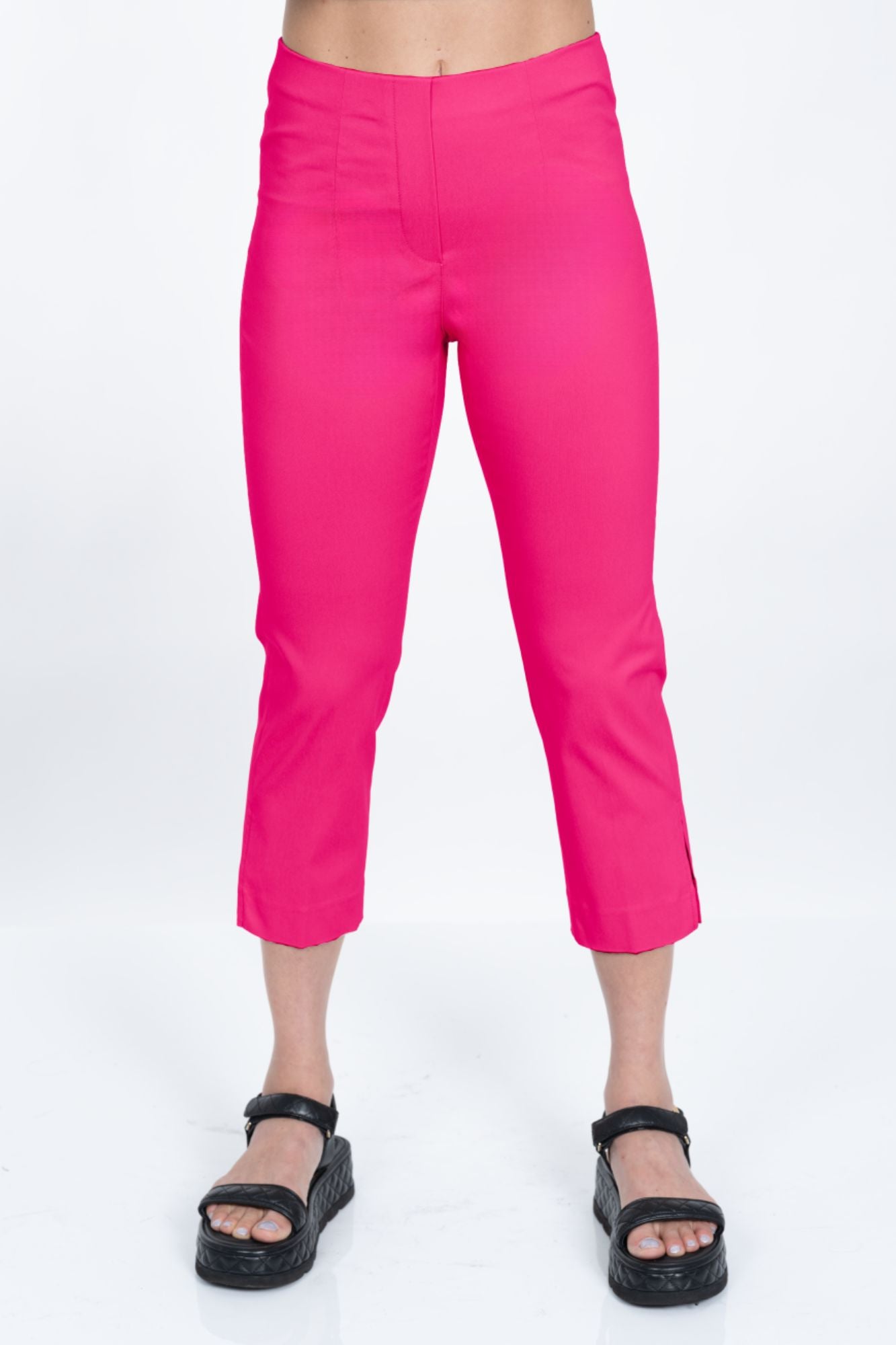 LIOR Women's Hot Pink Pull On Cropped Capri 23" Inseam Techno Fabric - "Sidney"