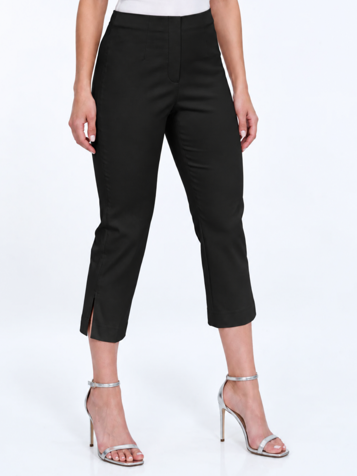 LIOR Women's Black Pull On Cropped Capri 23" Inseam Techno Fabric - "Sidney"