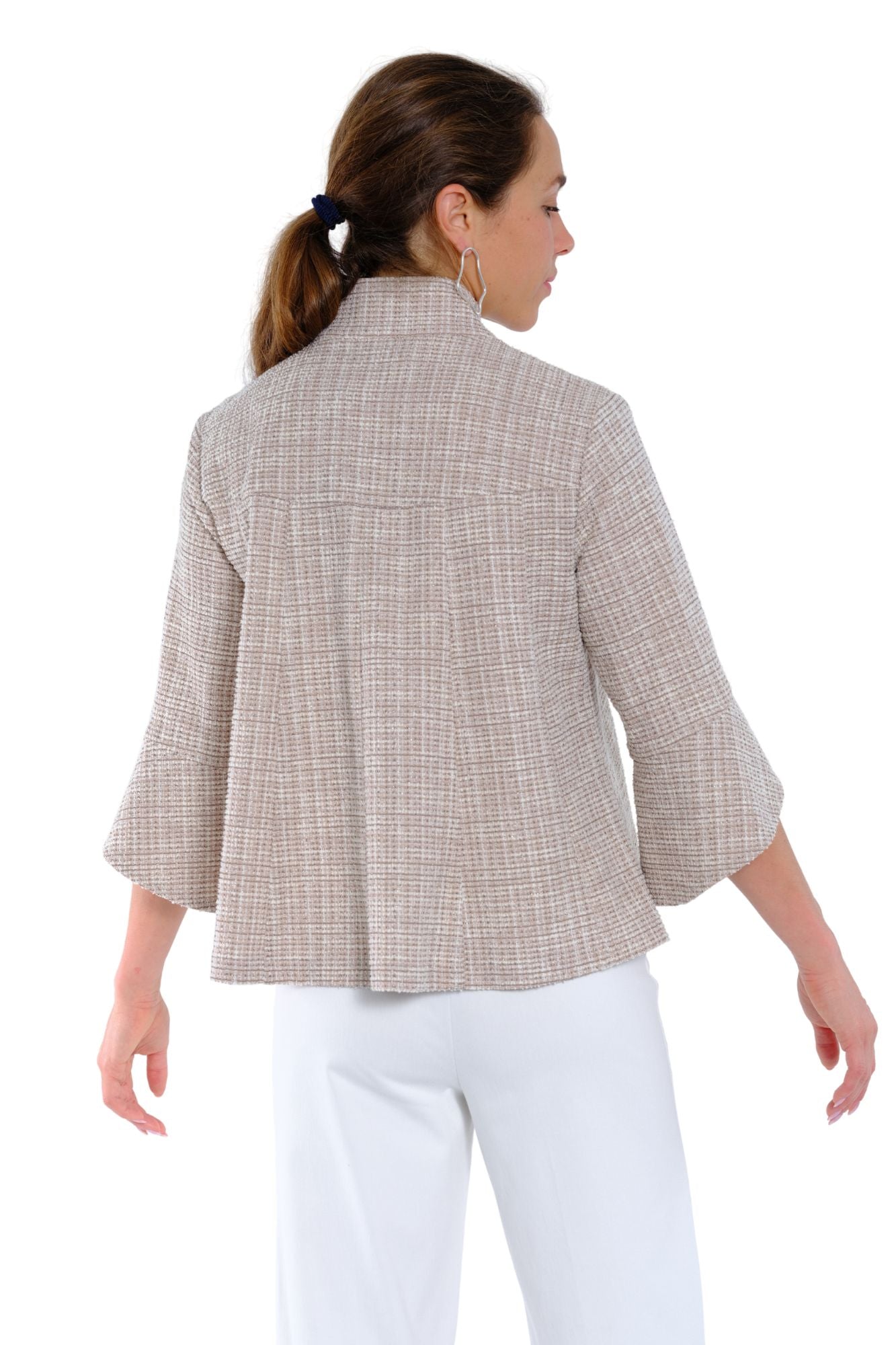 LIOR Women's Cornsilk Tweed 3/4 Tulip Sleeves Swing Jacket - "Vaya"