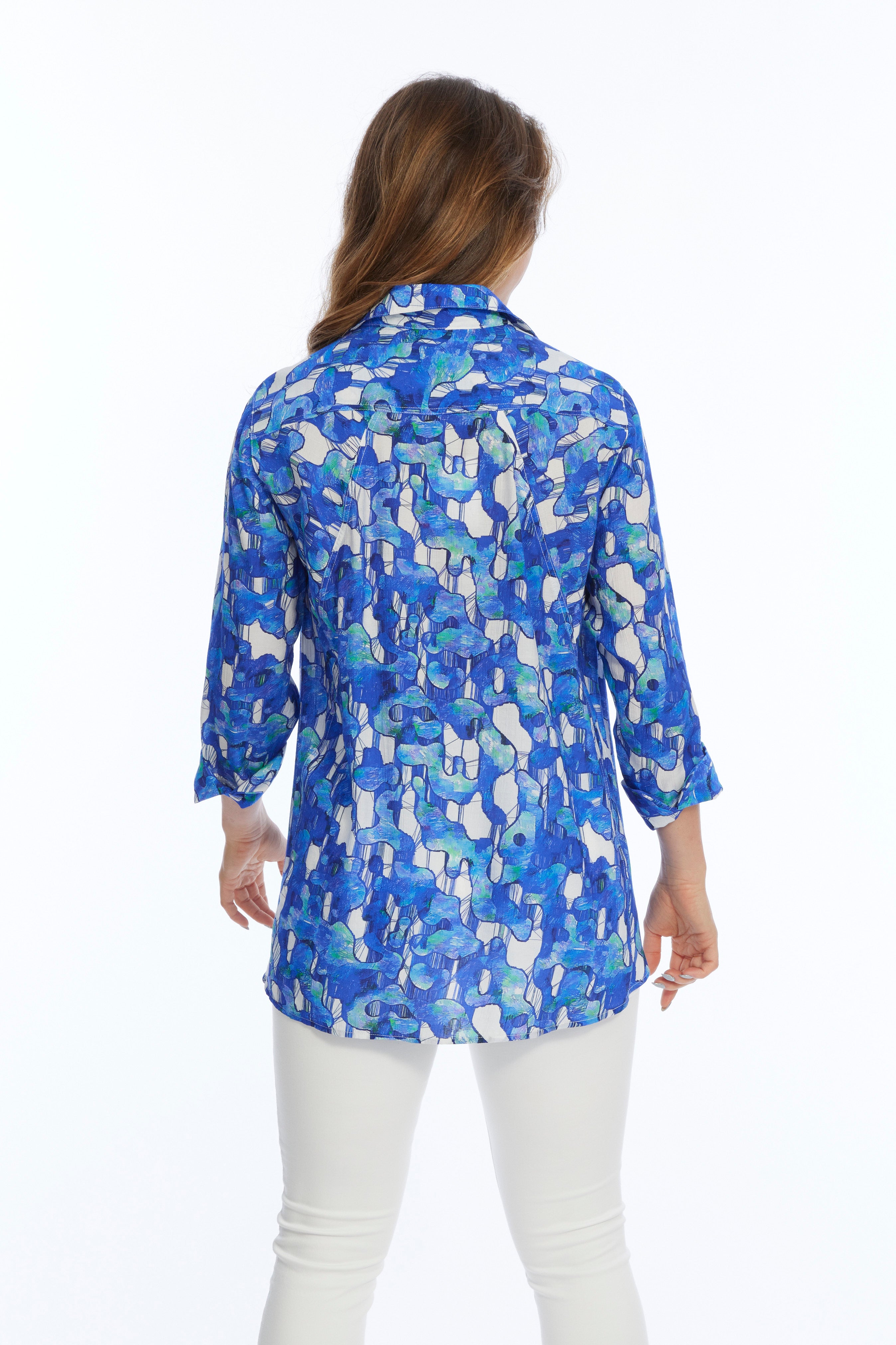 Bright Blue Button Down Tunic Top | Valor LIOR