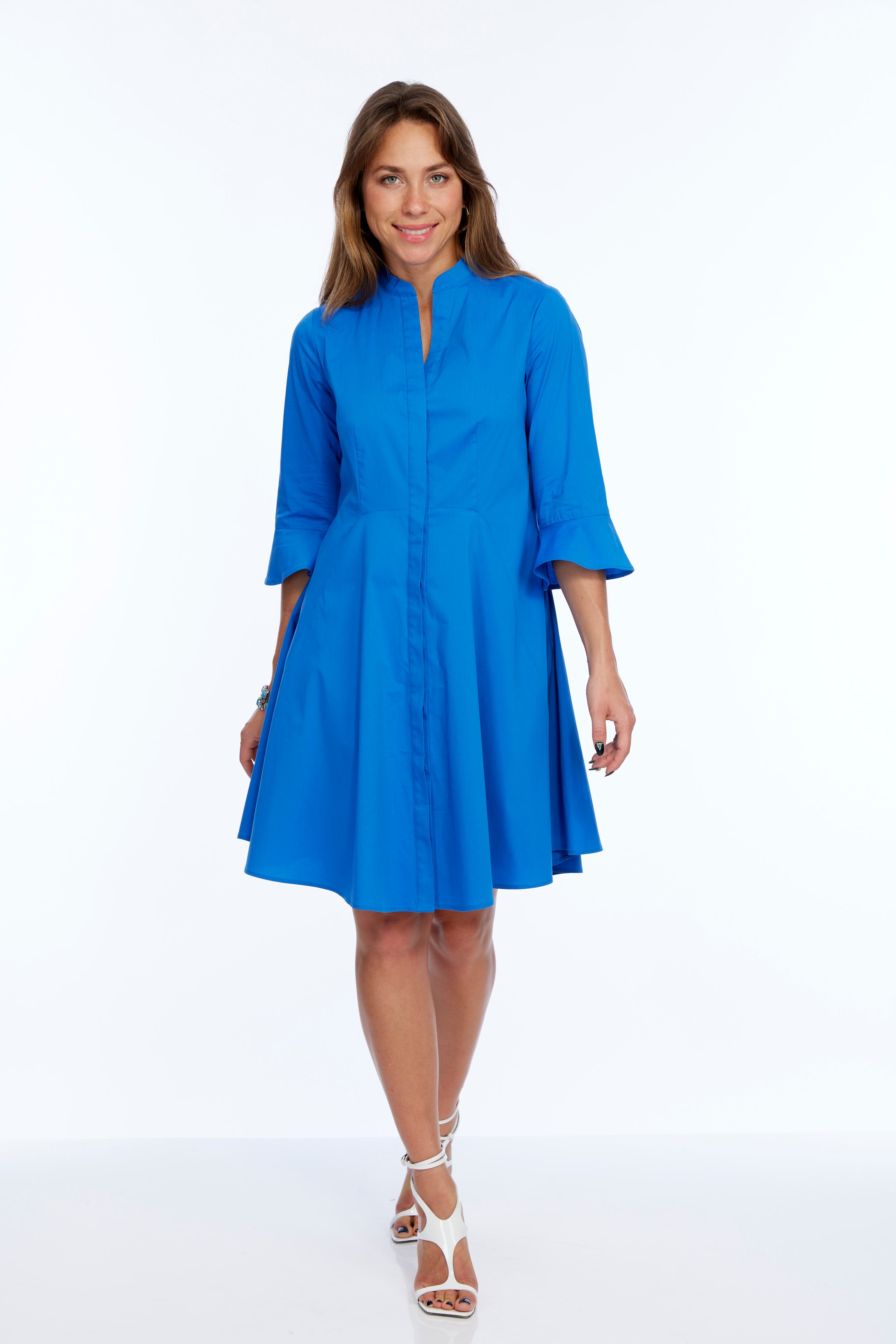 Cocktail 3/4 Bell Sleeve Dress Pleated Front Line | Victory