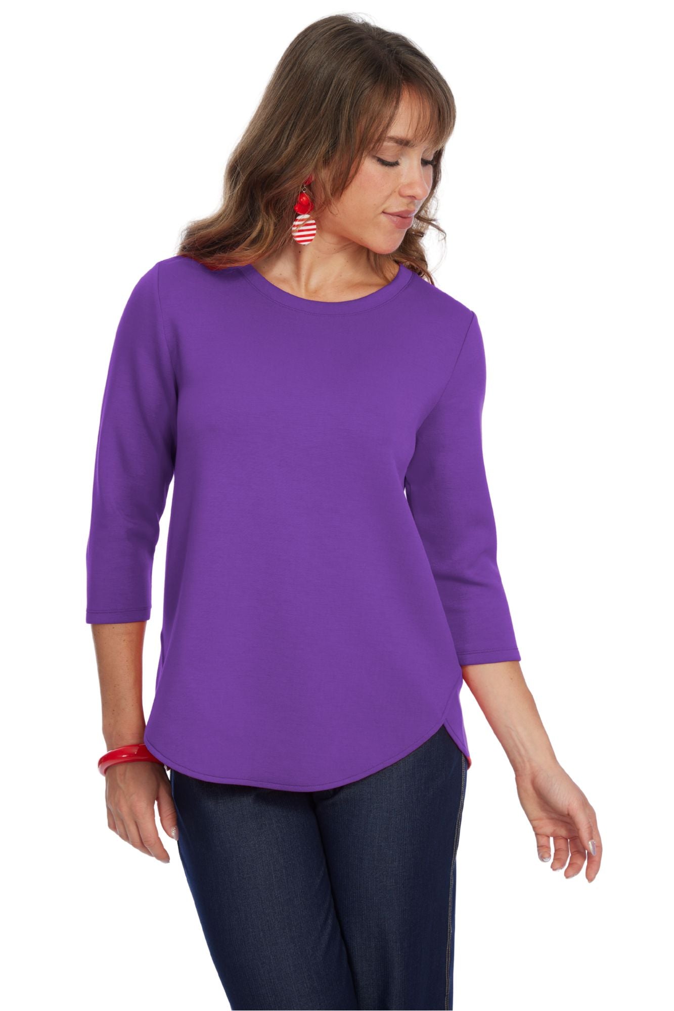 LIOR ZOFI Top Women's 3/4 Ponte Knit Top - Purple