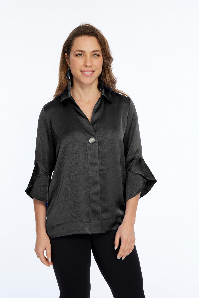 LIOR Women's Silk Satin 3/4 Tulip Sleeve Tunic - Belinda