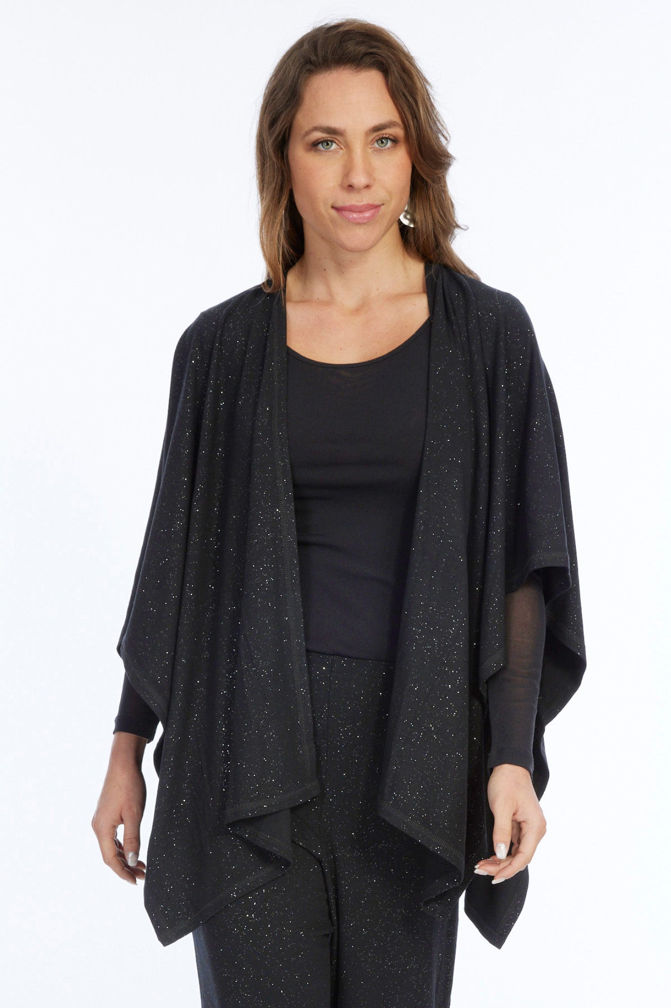 LIOR Women's Sparkly Black Poncho - Cielo