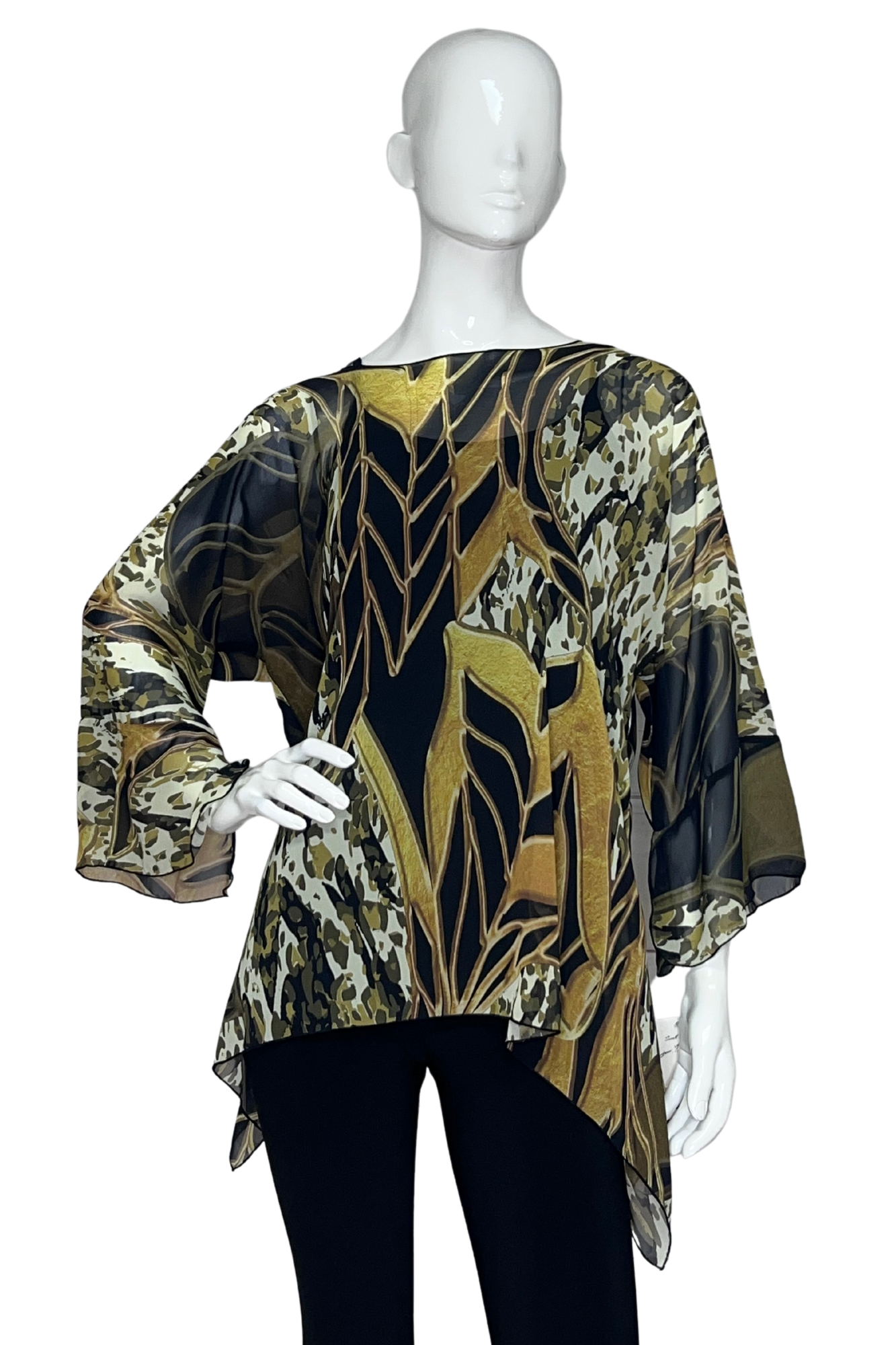 Lior One Size Gold Forest Boho Tunic Women's Blouse
