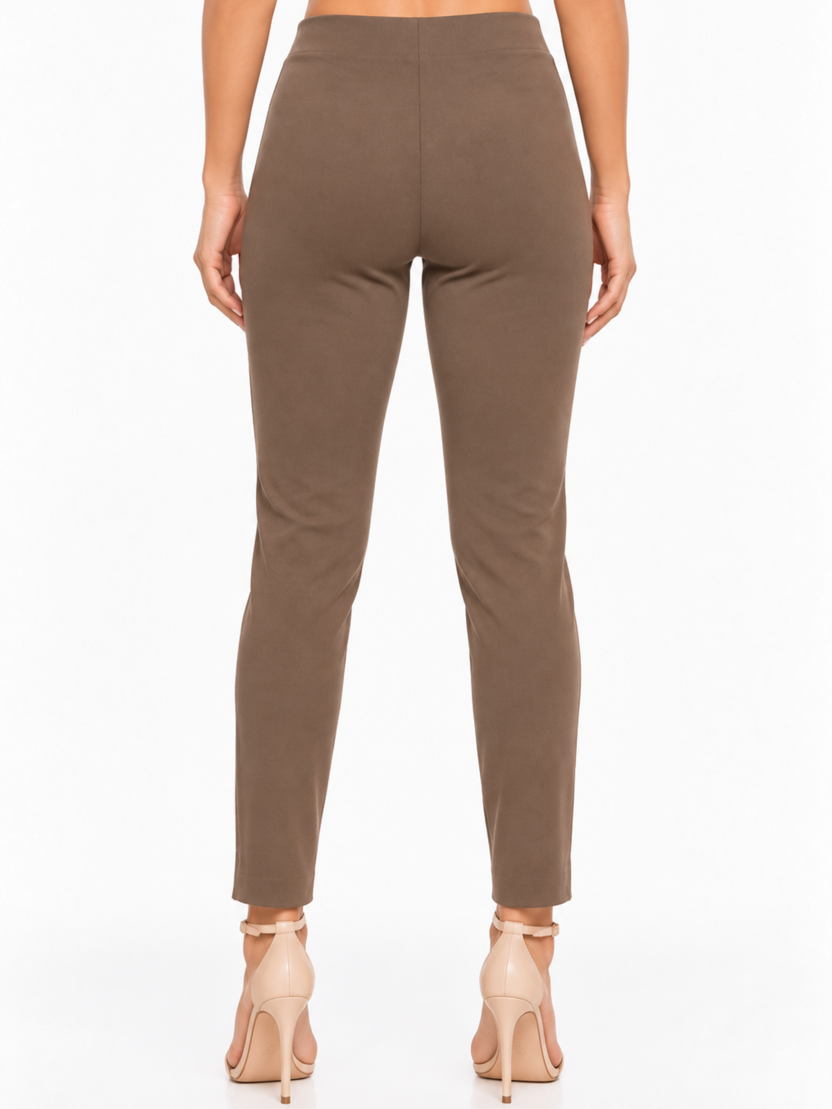 LIOR Women's 28" Inseam Taupe Tapered Ankle Pant In Buttery Soft Ponte - "Sasha"