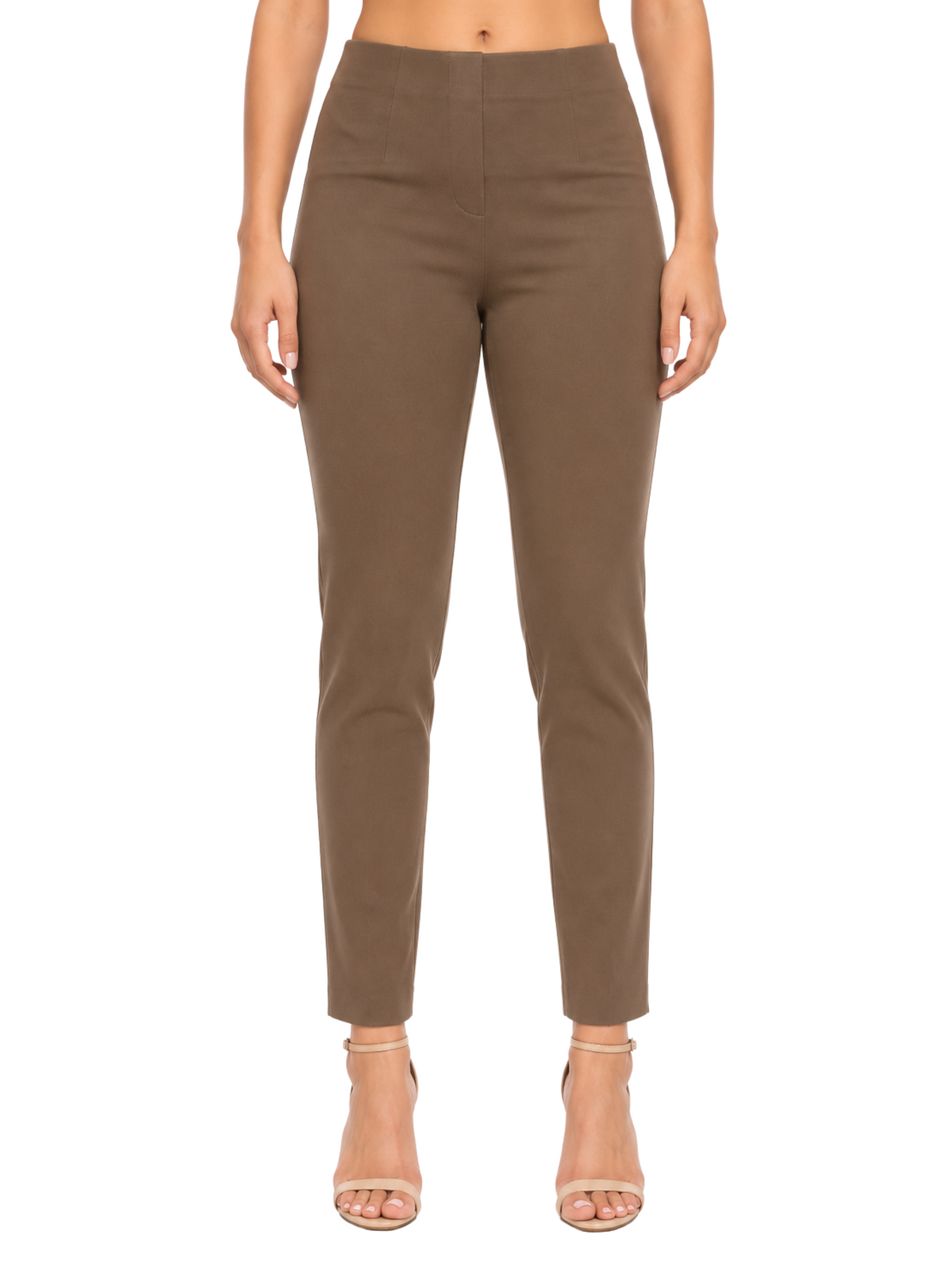 LIOR Women's 28" Inseam Taupe Tapered Ankle Pant In Buttery Soft Ponte - "Sasha"