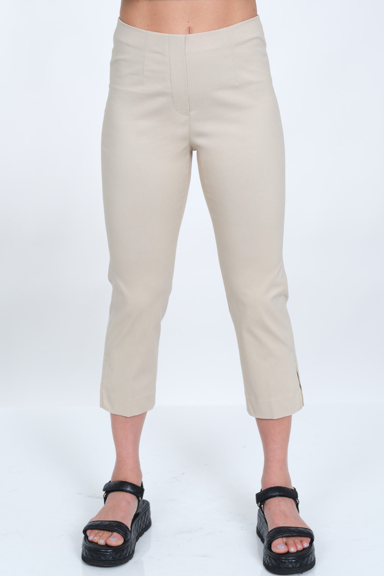 LIOR Women's Cornsilk Pull On Cropped Capri 23" Inseam Techno Fabric - "Sidney"